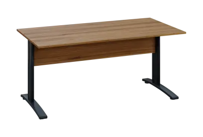 EPK 28 - 16 stůl kancelářský, kovová podnož černá, deska 25 mm, široký 1600 mm, ořech světlý